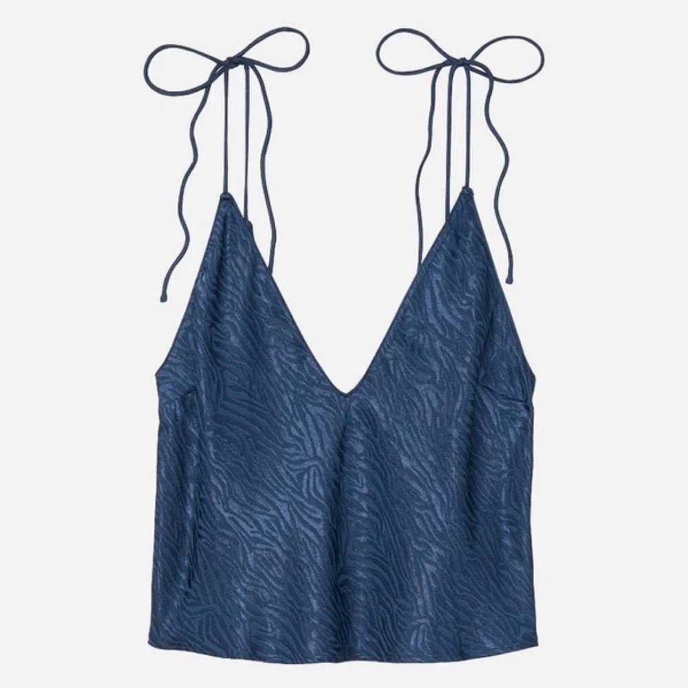 Victoria's Secret Satin Camisole Tank Top in Navy Zebra Animal Print